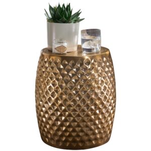 Sidebord i hamret metal, guldfarvet