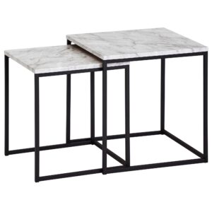 Sidebordssæt med marmordesign