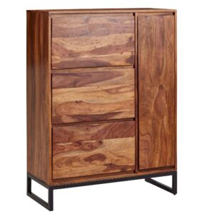 Skoskab i massivt træ med flere låger